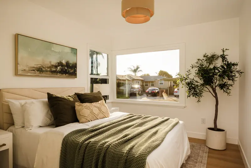 Bedroom with a big picture window